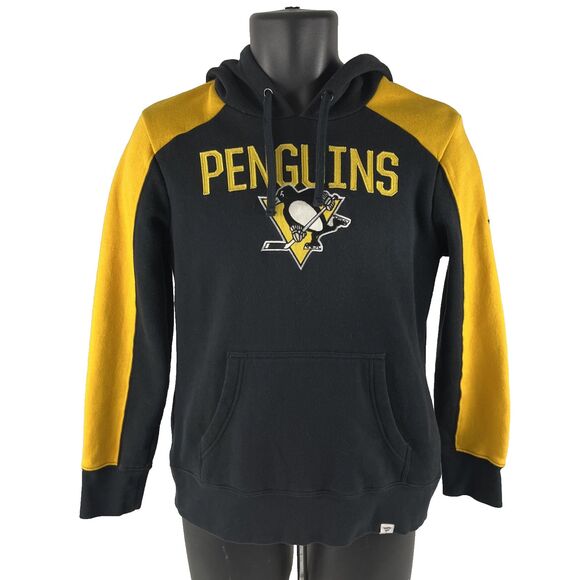 Mens Fanatics Pittsburgh Penguins Hoodie Sweatshirt Sz S Black Yellow - Picture 1 of 9